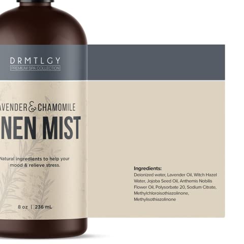 DRMTLGY Natural Lavender Linen Mist and Room Spray. Pure Lavender Essential Oil and Chamomile Pillow Spray, and Fabric Aromatherapy Spray, 8 oz - Image 2