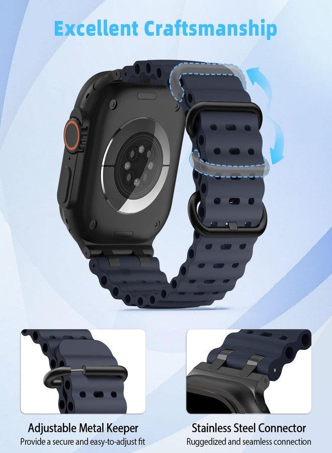 MoKo Ocean Band Compatible with Apple Watch Ultra 3/2/1 49 mm, S11/S10 46 mm, 9/8/7 45 mm, SE3/SE2/SE/6/5/4 44 mm, 3/2/1 42 mm, Breathable Silicone Sports Strap with Metal Connector, Normal, No - Image 4