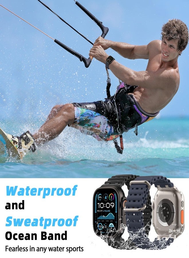 MoKo Ocean Band Compatible with Apple Watch Ultra 3/2/1 49 mm, S11/S10 46 mm, 9/8/7 45 mm, SE3/SE2/SE/6/5/4 44 mm, 3/2/1 42 mm, Breathable Silicone Sports Strap with Metal Connector, Normal, No - Image 5