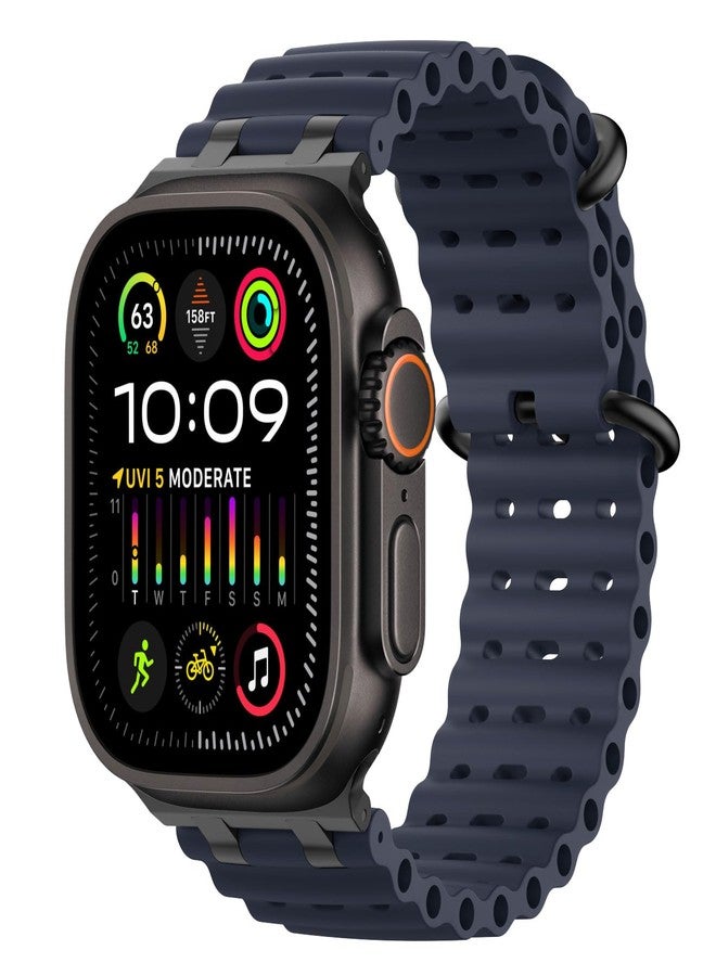 MoKo Ocean Band Compatible with Apple Watch Ultra 3/2/1 49 mm, S11/S10 46 mm, 9/8/7 45 mm, SE3/SE2/SE/6/5/4 44 mm, 3/2/1 42 mm, Breathable Silicone Sports Strap with Metal Connector, Normal, No - Image 1