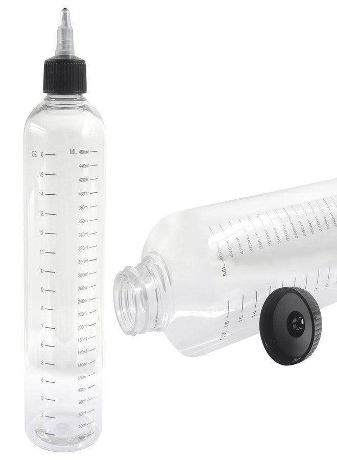 Marvexi 2Pcs Hair Dye Applicator Bottle, 16.9oz Measured Twist-On Top Tip Cap Hair Color Squeeze Bottle 460ml, Transparent Dyeing Tool for Hair Coloring/Salon Professionals - Image 1