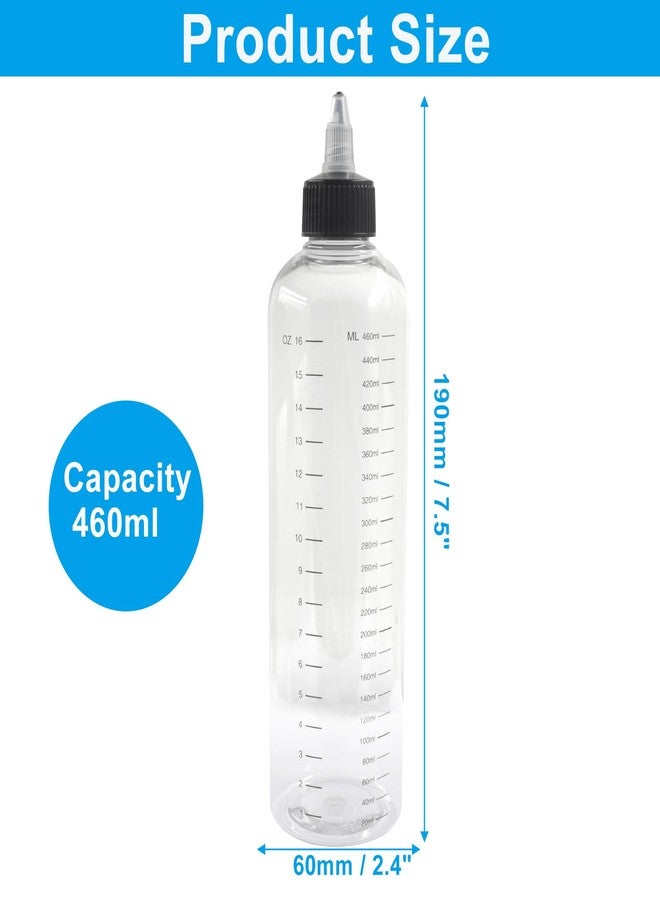 Marvexi 2Pcs Hair Dye Applicator Bottle, 16.9oz Measured Twist-On Top Tip Cap Hair Color Squeeze Bottle 460ml, Transparent Dyeing Tool for Hair Coloring/Salon Professionals - Image 4
