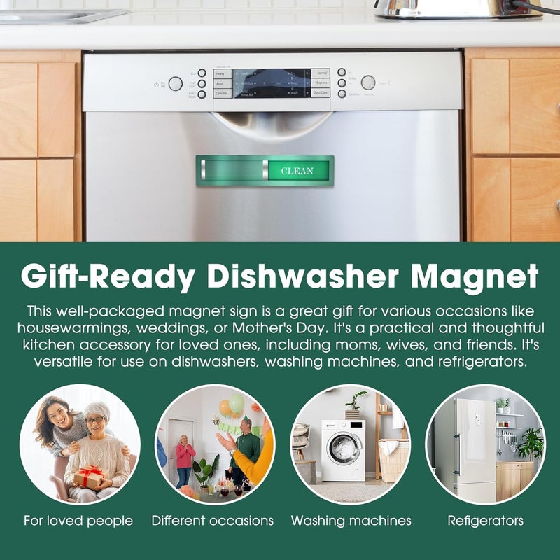 HYF DESIGN 304 Stainless Steel Dishwasher Magnet Clean Dirty Sign, Red & Green Dirty Clean Dishwasher Magnet for Kitchen Decor and Home Organization,Durable Easy Slide with Extra Tape (Green-06) - Image 5