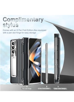 KASTWAVE Protective Case for Samsung Z Fold 5 - Compatible with S Pen & S Pen Holder & Kickstand, Stylish Gold Case with Pen Slot for Galaxy Z Fold 5 and Galaxy Z Fold 5 5G (Sliver)  - Image 2