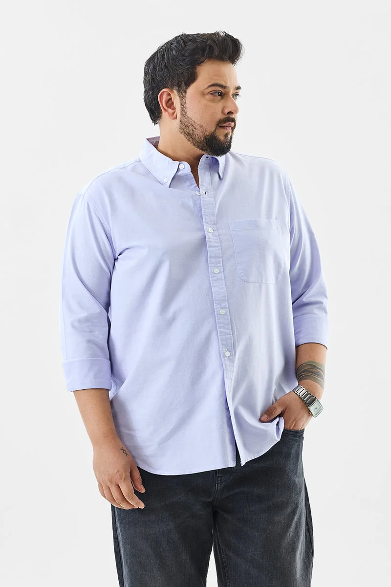 سنيتش Lavender Button Down Regular Fit Plus Size Shirt