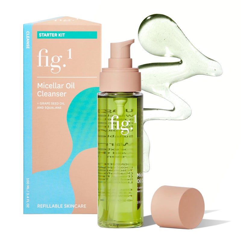 Fig1 Micellar Oil Cleanser for Face Makeup Remover Cleansing oil Facial Cleanser Squalane Grapeseed Oil Formula Cleanse without Clogging Pores AcneProne Facial Skincare Refillable 34 Oz