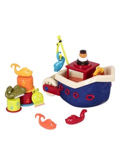B. Toys B. toys- Water Play Bath Toy Set - Baby Bath Toys - Boat & Accessories - Tub Toys For Toddlers, Kids -Fish & Splish- 1 Year +  - Image 1