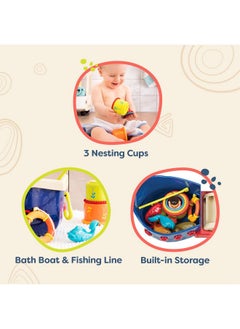 B. Toys B. toys- Water Play Bath Toy Set - Baby Bath Toys - Boat & Accessories - Tub Toys For Toddlers, Kids -Fish & Splish- 1 Year +  - Image 4