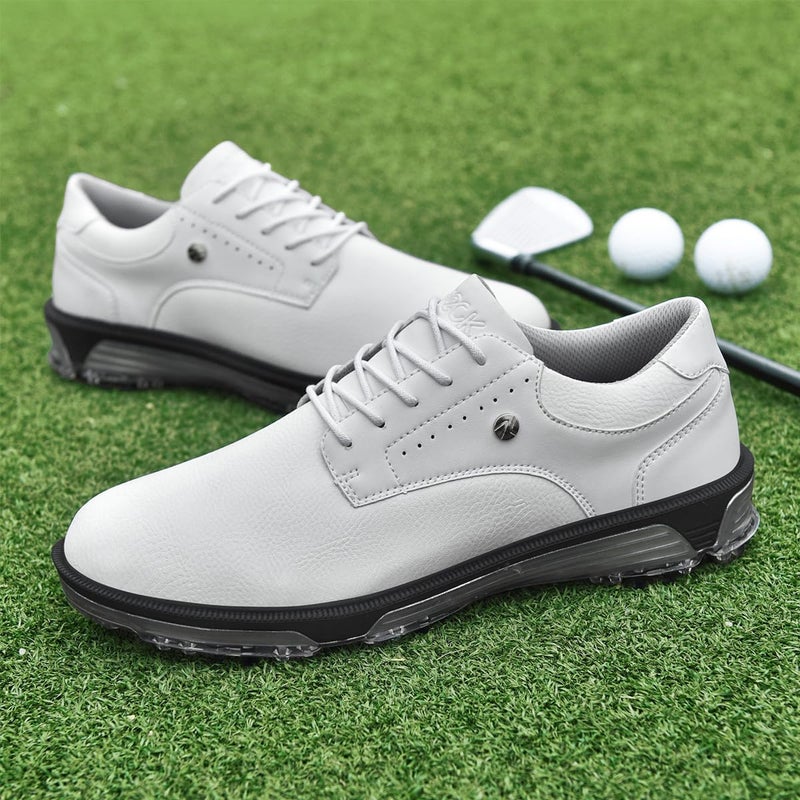 ULTIANT Mens Golf Shoes Traditions Spikeless Size 7.5-13(White,42) - Image 3