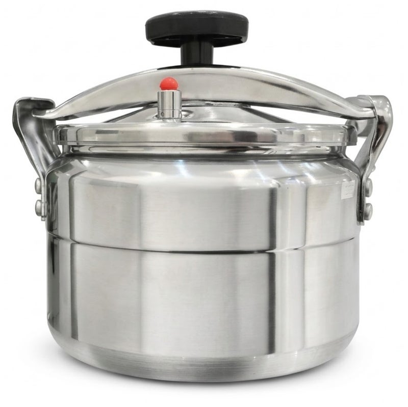 جليز 15 Litreلترات طنجرة ضغط ألومنيوم سعة 15 لترًا - حجم عائلي وتجاري كبير - مزودة بقفل وصمام أمان شديد التحمل - متوافقة مع الغاز والكهرباء - ضمان 5 سنوات فضي معدني - Image 1