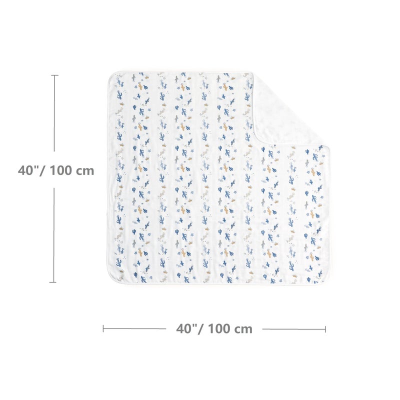CREVENT 40''X40'' 100% Organic Cotton Muslin Baby Blanket for Newborns, Essential for Baby Shower Birthday Gift - Cactus 100X100cm - Image 5