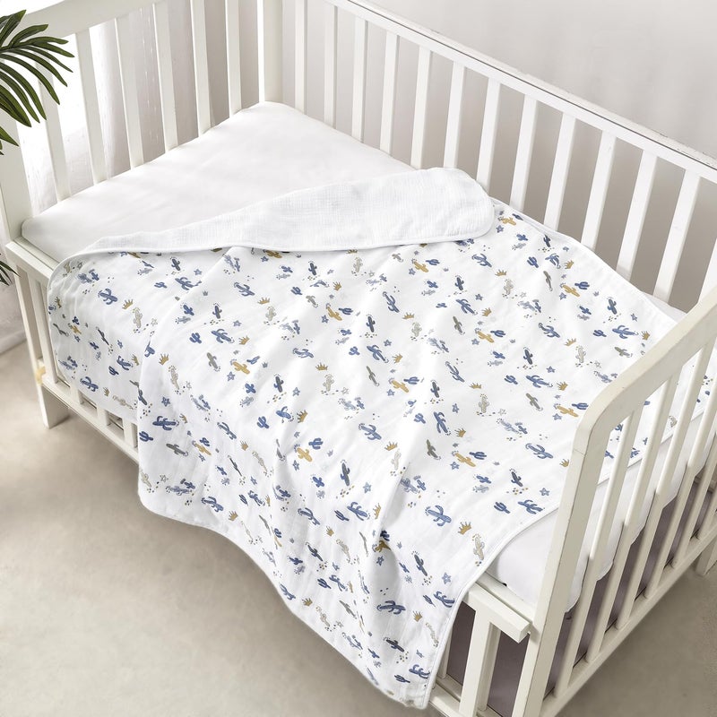 CREVENT 40''X40'' 100% Organic Cotton Muslin Baby Blanket for Newborns, Essential for Baby Shower Birthday Gift - Cactus 100X100cm - Image 4