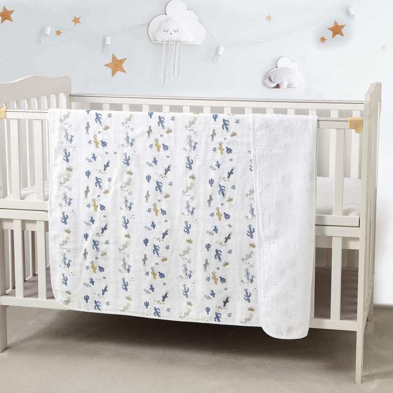 CREVENT 40''X40'' 100% Organic Cotton Muslin Baby Blanket for Newborns, Essential for Baby Shower Birthday Gift - Cactus 100X100cm - Image 2