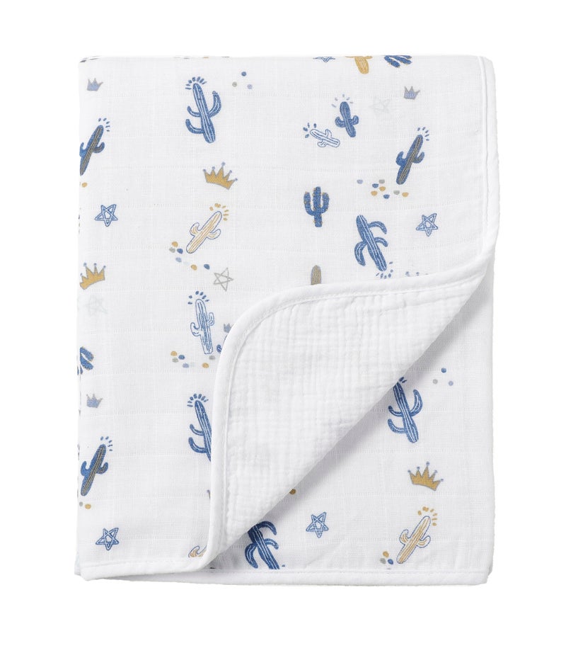 CREVENT 40''X40'' 100% Organic Cotton Muslin Baby Blanket for Newborns, Essential for Baby Shower Birthday Gift - Cactus 100X100cm - Image 1