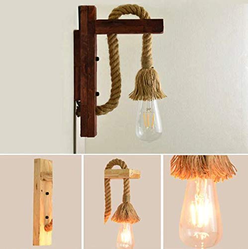 Improvhome E27 Holder Base Traditional Mounted Vintage Natural Rustic Rope Jute Type Hanging Pendant Ceiling Light Lamp Scones for Home Decoration (Pack of 2, Bulb Not Included) - Image 3