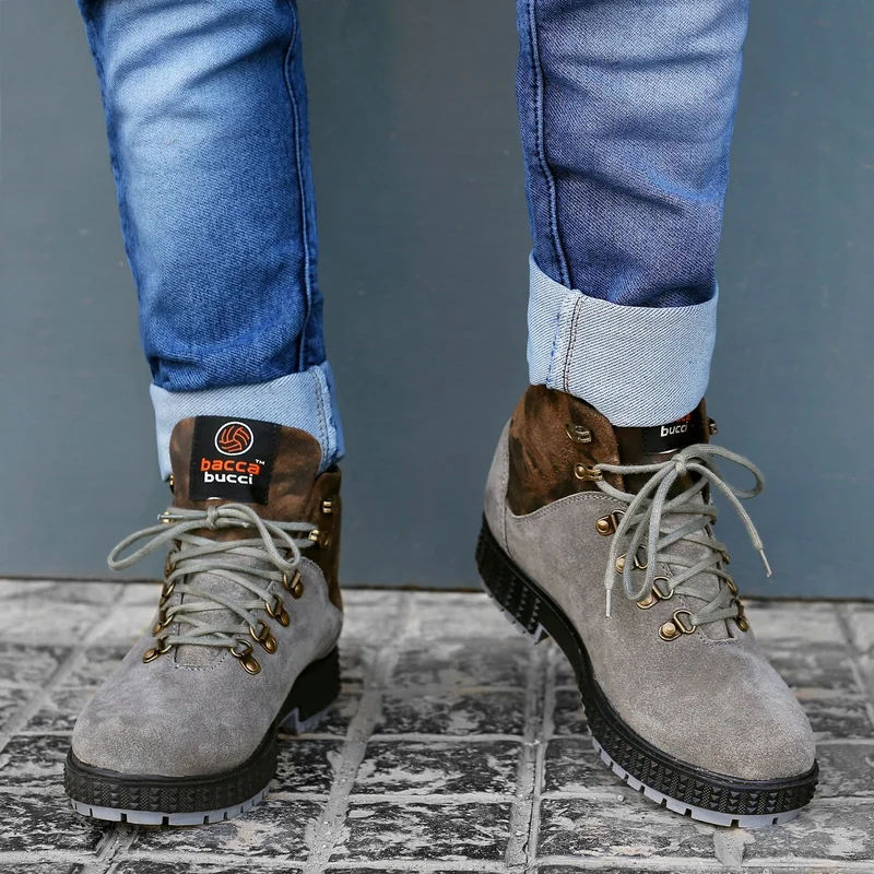 Bacca Bucci Grey URBAN Suede Leather Boots for Men | Best Price UAE