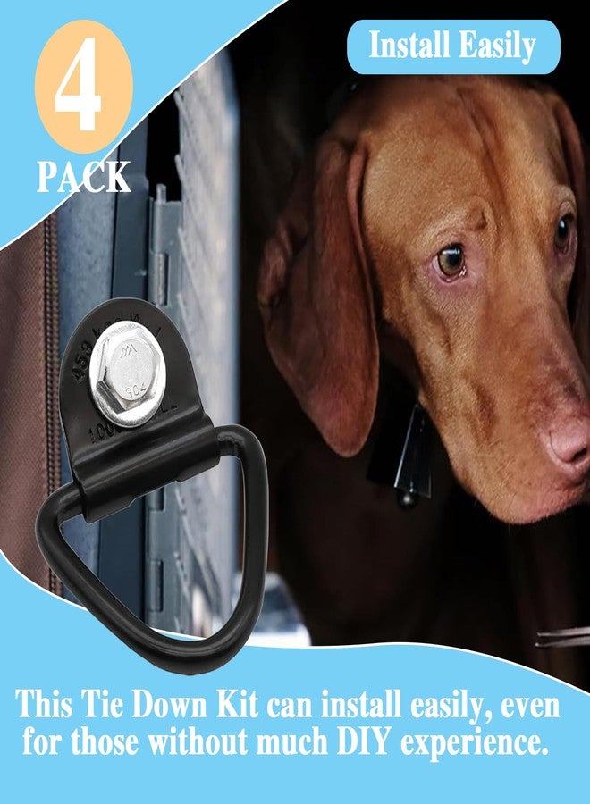 ZHYEEDAA 4Pack Heavy Duty Tie Down Kit for Ruffland Dog Kennel, 1000lb Load Capacity D-Ring Crate Securing Kit with Bolts and Wrench, Easy Installation for Vehicles, Compatible with Dog Crates - Image 3