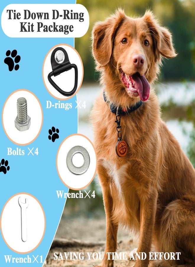 ZHYEEDAA 4Pack Heavy Duty Tie Down Kit for Ruffland Dog Kennel, 1000lb Load Capacity D-Ring Crate Securing Kit with Bolts and Wrench, Easy Installation for Vehicles, Compatible with Dog Crates - Image 4