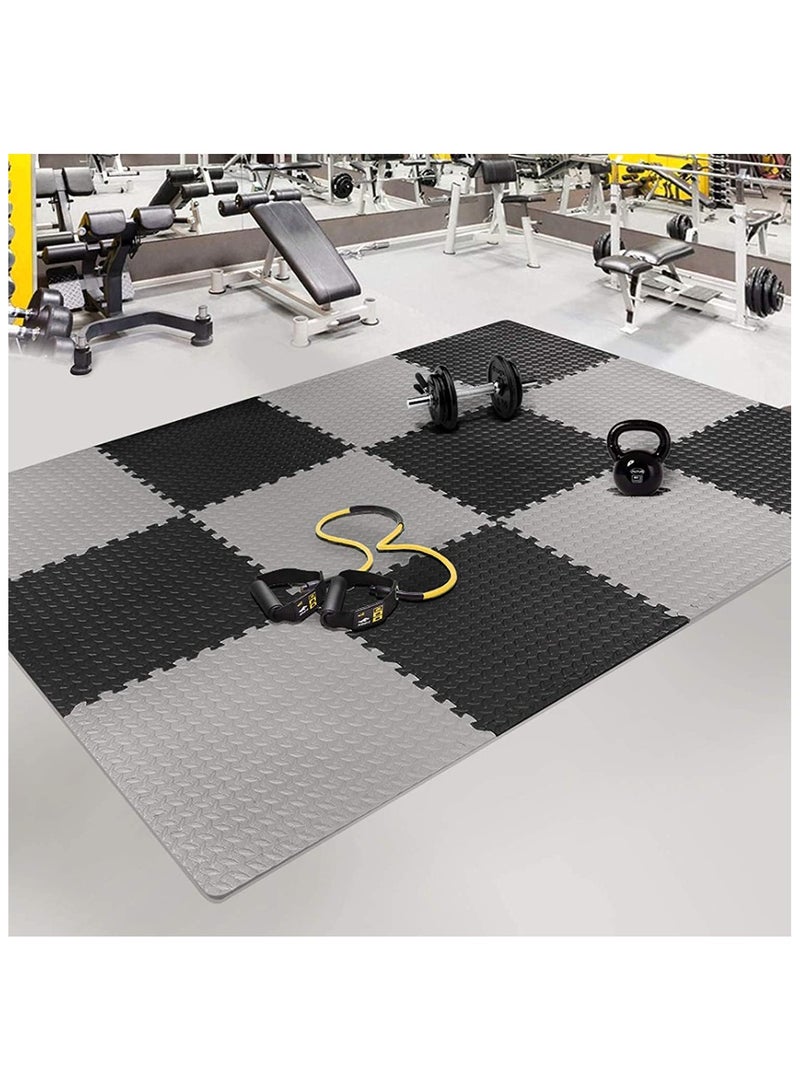 PLAY Gym Exercise Interlocking Puzzle EVA Foam Mats for Gym Flooring and Gym Equipment Workouts(8pcs - 60x60x1.0cm) - Image 4