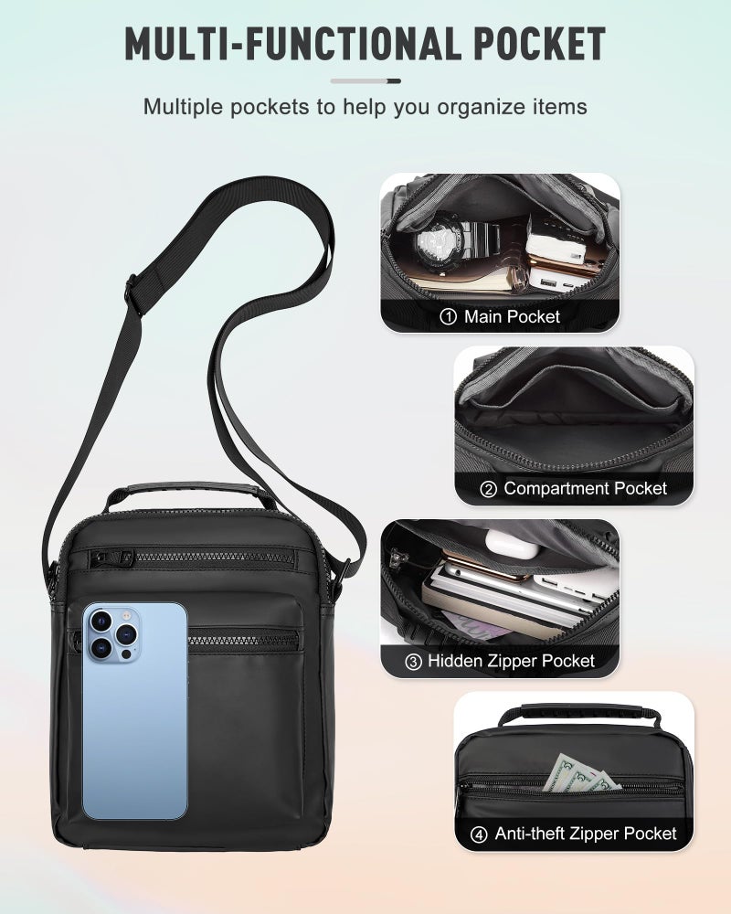 WEPLAN حقيبة كروس بودي للرجال WEPLAN، حقيبة صغيرة للرجال، حقيبة سفر ميسنجر للكتف للرجال، حقائب جانبية صغيرة للرجال - Image 5