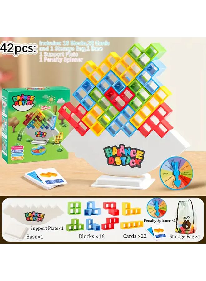 Balance Tower Stacking Game 42pcs Interactive Tabletop Challenge Building Blocks Set - Image 1