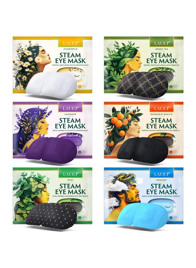 lauer cosmetic - Heated Eye Steam Mask Dry Eyes Self Warm Compress for Dark Circles Puffiness Treatment Warming Eye Mask for Relaxation & Moist Heat Therapy Fatigue, Stress, and Migraine 6 Pack Aromas Home Spa - Image 1