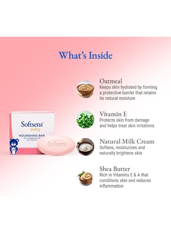 Softsens Baby Nourishing Bar Soap with Colloidal Oatmeal, Shea Butter & Vitamin E - Image 2