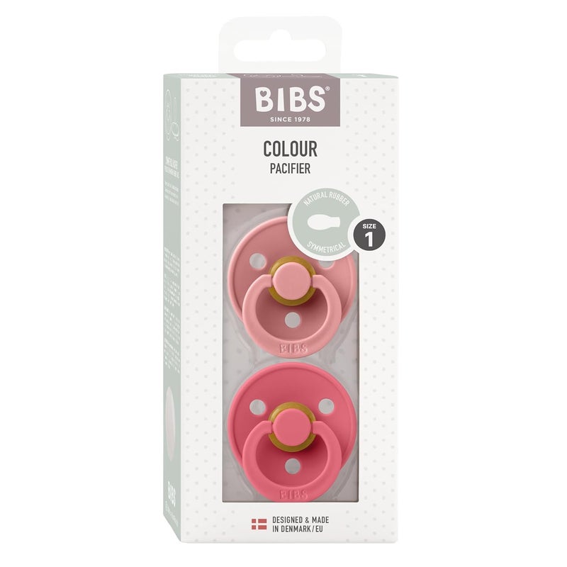 BIBS لهايات BIBS 06 أشهر مجموعة الألوان 2Pack خالية من BPA حلمة مطاطية طبيعية متماثلة مصنوعة في الدنمارك لون وردي غامق كورال - Image 3