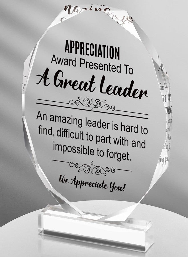 Panelee Thank You Gifts for Women Men Acrylic Appreciation Inspirational Gift Office Coworker Farewell Acrylic Sign Table Decor for Home(Leader) - Image 1