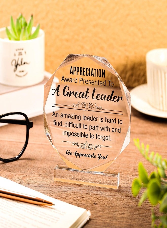 Panelee Thank You Gifts for Women Men Acrylic Appreciation Inspirational Gift Office Coworker Farewell Acrylic Sign Table Decor for Home(Leader) - Image 3