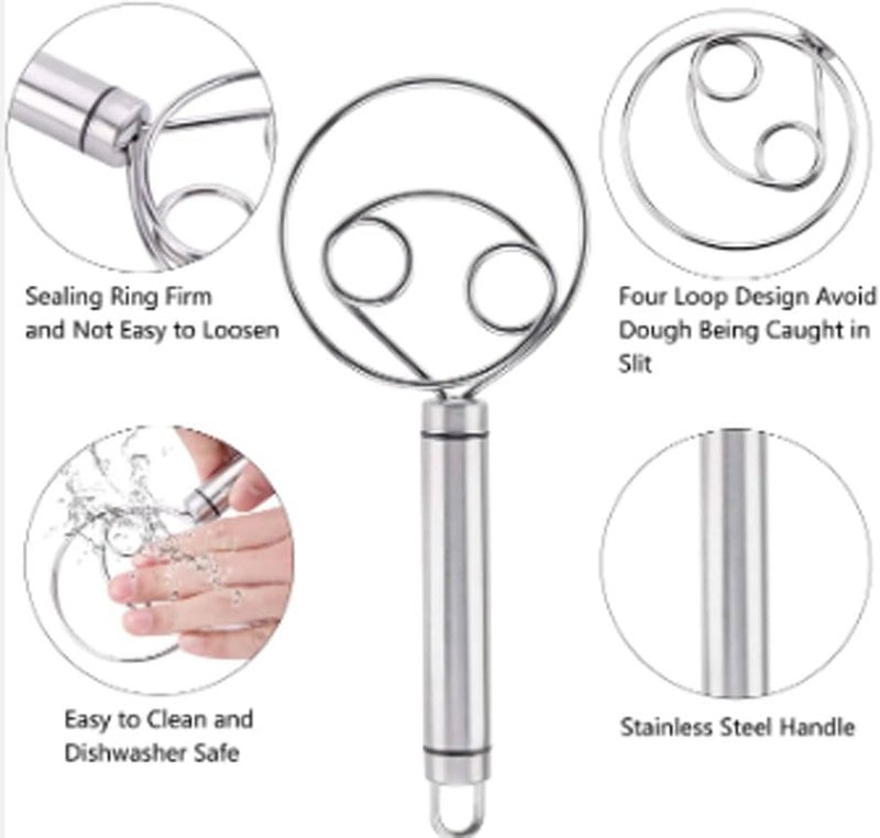 Roojave Roojave ExcitingDealz Stainless Steel MultiPurpose Dough Hand Mixer Whisker for Egg Buiscuit Bread Pastry Pizza Dough Maker Baking Tool  - Image 2