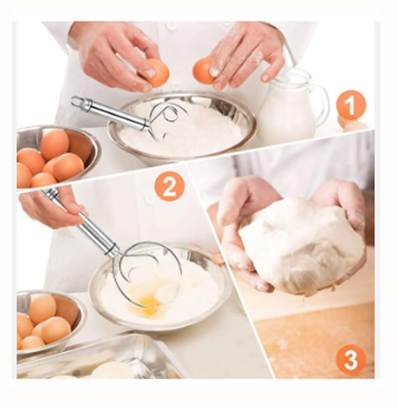 Roojave Roojave ExcitingDealz Stainless Steel MultiPurpose Dough Hand Mixer Whisker for Egg Buiscuit Bread Pastry Pizza Dough Maker Baking Tool  - Image 4