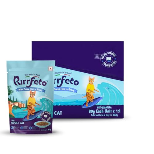 Purrfeto Adult Wet Cat Food | Oceanfish in Gravy |80 GMS (Pack of 12)| Gluten Free | Supports Hydration | Highly Palatable - Image 1