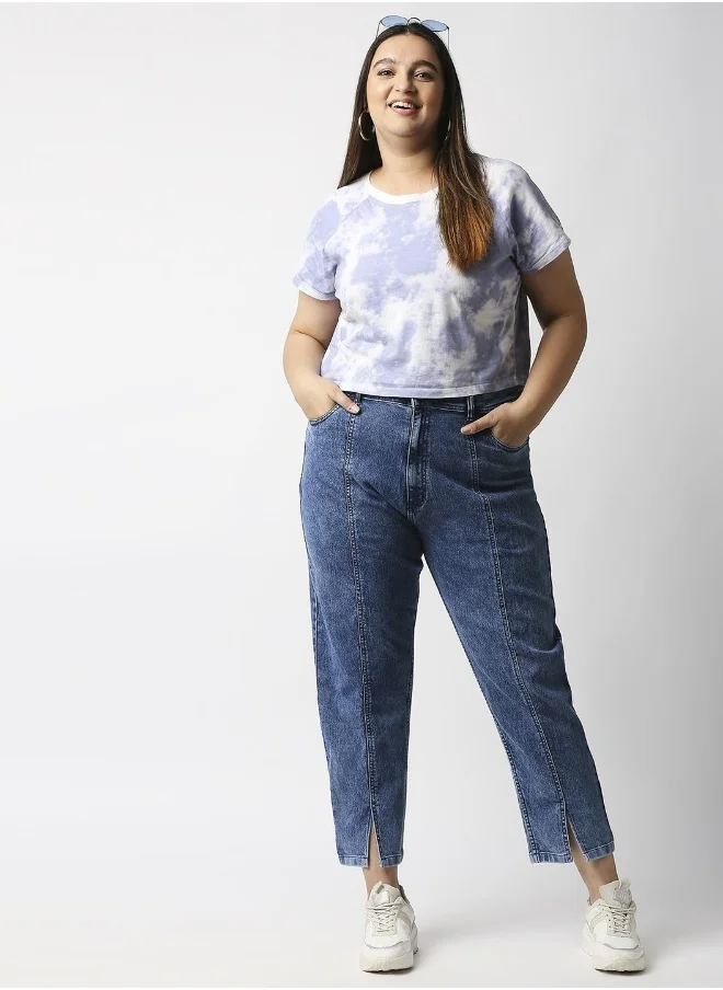 هاي ستار Women Blue High-Rise Heavy Fade Acid Wash Stretchable Jeans