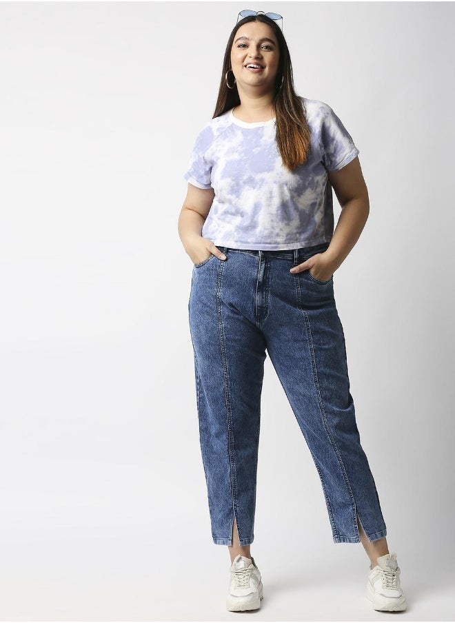HIGH STAR Women Blue High-Rise Heavy Fade Acid Wash Stretchable Jeans  - Image 1