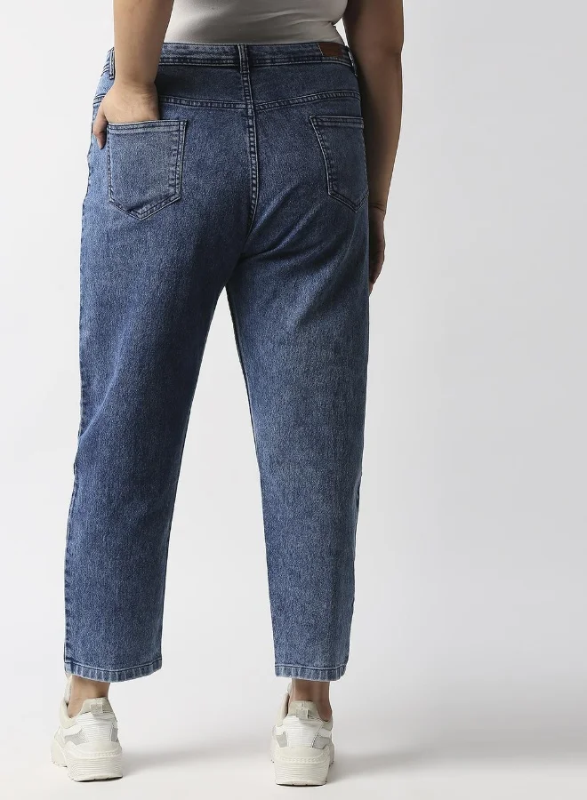 HIGH STAR Women Blue High-Rise Heavy Fade Acid Wash Stretchable Jeans