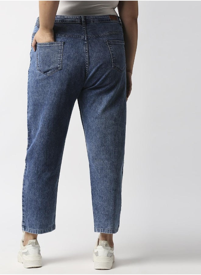 HIGH STAR Women Blue High-Rise Heavy Fade Acid Wash Stretchable Jeans  - Image 4