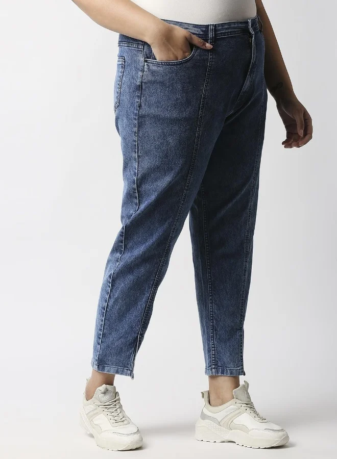 HIGH STAR Women Blue High-Rise Heavy Fade Acid Wash Stretchable Jeans