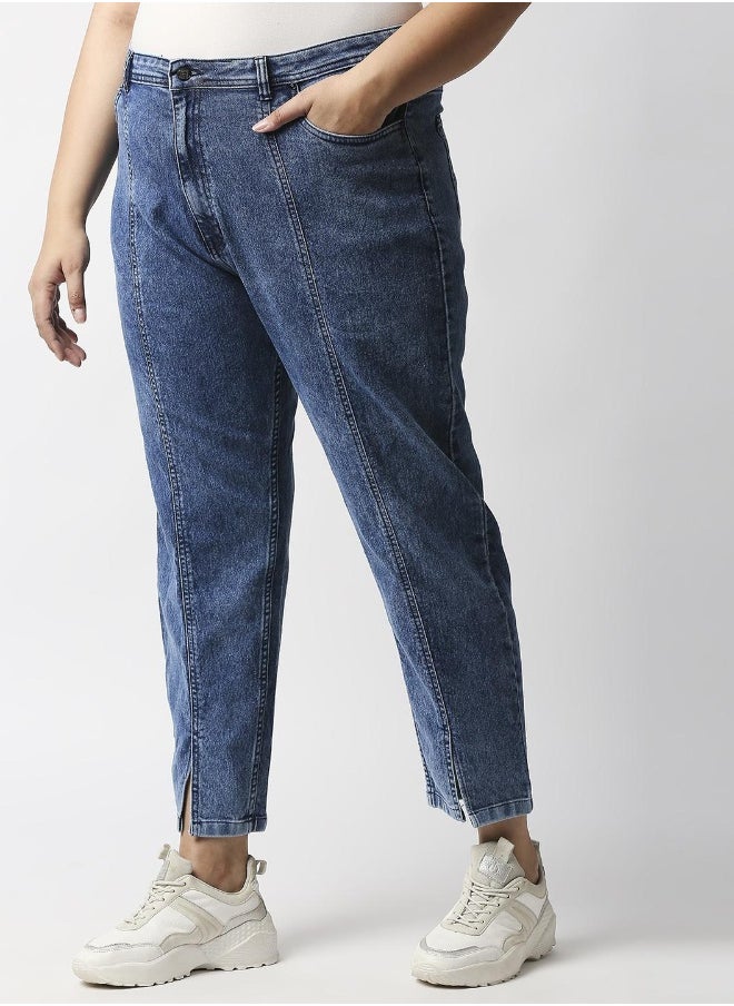HIGH STAR Women Blue High-Rise Heavy Fade Acid Wash Stretchable Jeans  - Image 5