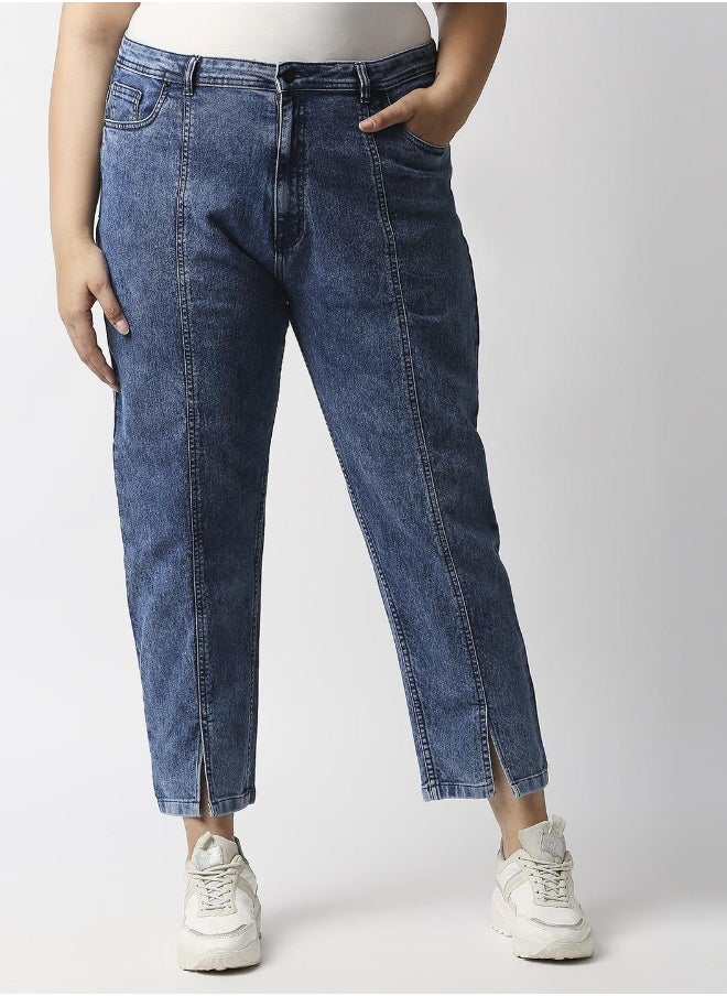 HIGH STAR Women Blue High-Rise Heavy Fade Acid Wash Stretchable Jeans  - Image 2
