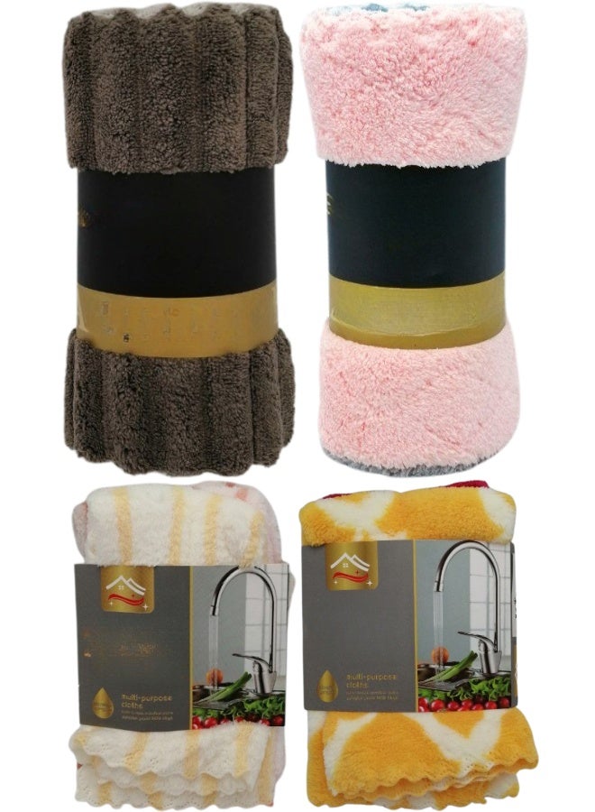 4Pcs Microfiber Cleaning Cloth Rags (Each Cloth Contains 3 Pieces) - 30 x 30 cm Reusable Towels for Cars & Home  - Image 1
