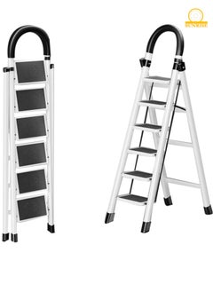 SUNRISE Folding 6 Step Ladder, Step Stool, Portable, Lightweight, Anti Slip Pedal, Handrail For Home Kitchen Office  - Image 1