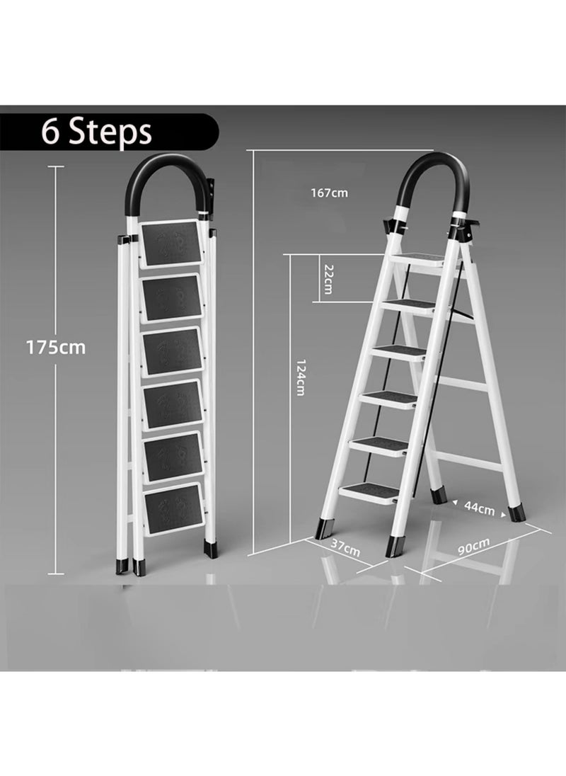 SUNRISE Folding 6 Step Ladder, Step Stool, Portable, Lightweight, Anti Slip Pedal, Handrail For Home Kitchen Office  - Image 2