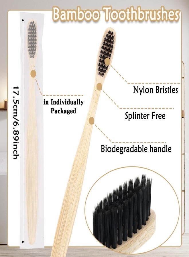 Vesici 200 Pcs Bamboo Toothbrushes Bulk Soft Bristles Toothbrushes with Micro Fur Ultra Wooden Bamboo Teeth Brush Manual for Adults Travel Family Hotel Individually Packaged (Black,Pink,Green,Blue) - Image 2