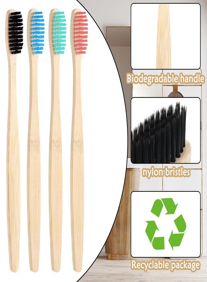 Vesici 200 Pcs Bamboo Toothbrushes Bulk Soft Bristles Toothbrushes with Micro Fur Ultra Wooden Bamboo Teeth Brush Manual for Adults Travel Family Hotel Individually Packaged (Black,Pink,Green,Blue) - Image 3