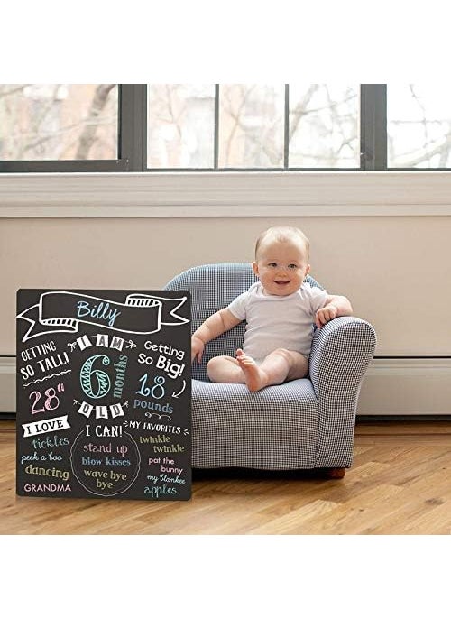 pearhead Pearhead All About Baby Milestone Photo Sharing Monthly Chalkboard Baby Photo Prop Black  - Image 3