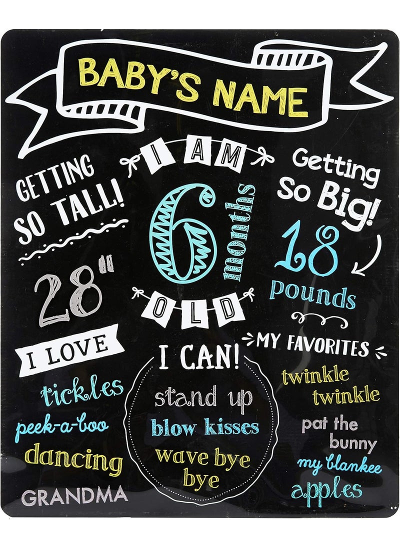pearhead Pearhead All About Baby Milestone Photo Sharing Monthly Chalkboard Baby Photo Prop Black  - Image 1