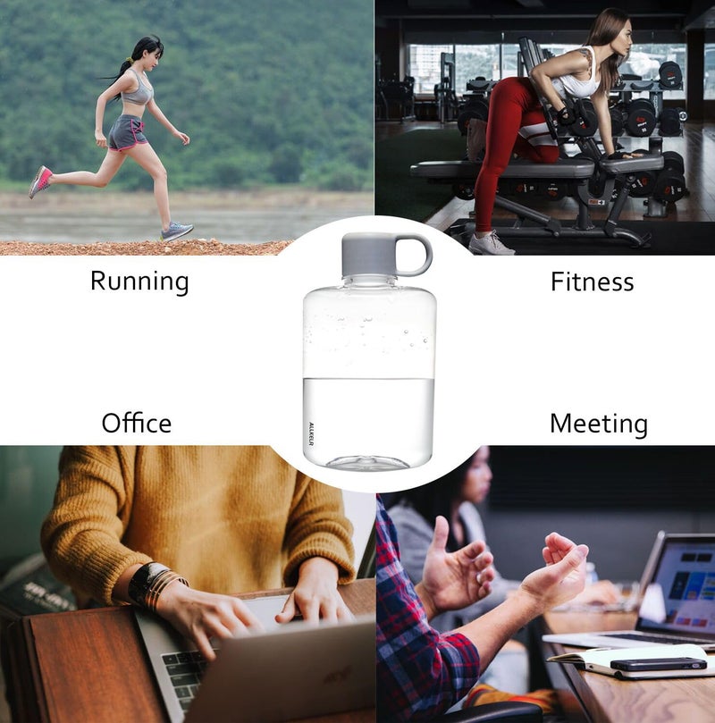 ALLKELR Portable Flat Water Bottle  BPA Free Tritan Plastic Travel Water Bottle for Camping  Fitness  Outdoor Sports  Fits Purse and Pocket (Gray  12.2 oz) - Image 5