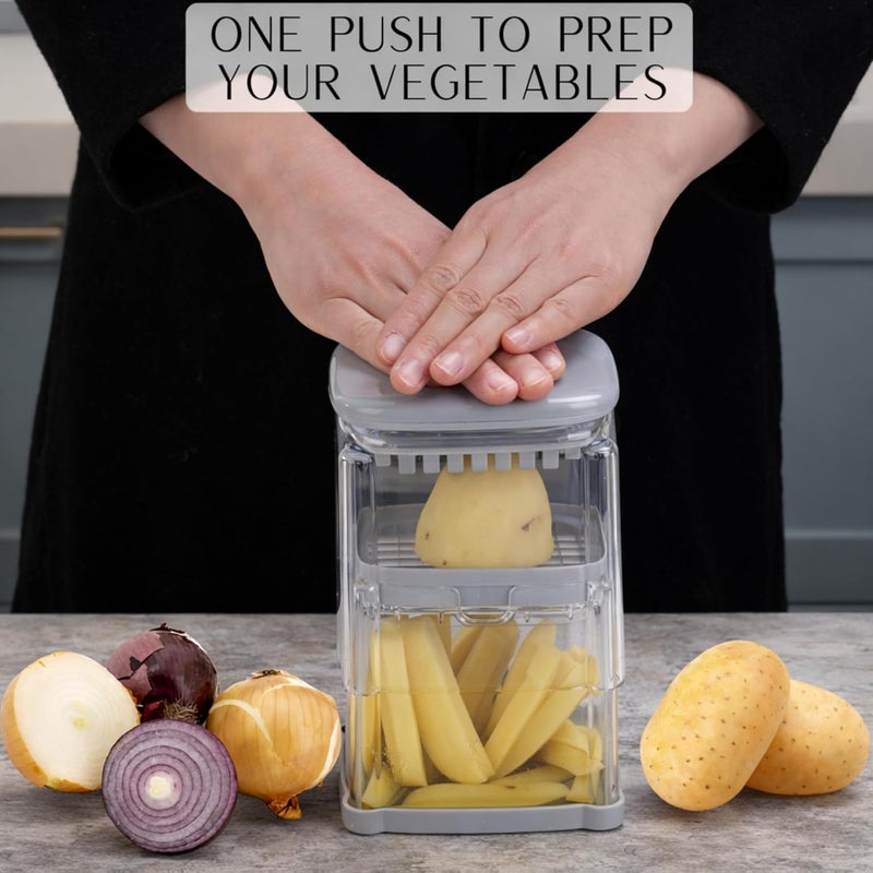 Brieftons PerfectCut Vegetable Chopper: 4-Blade Veggie Dicer Fruit Slicer, Potato French Fry Cutter, Wedge Cutter, Onion Chopper, Egg Slicer with 5 Recipe Ebooks, Safe to Use, Easy to Clean & Store - Image 2