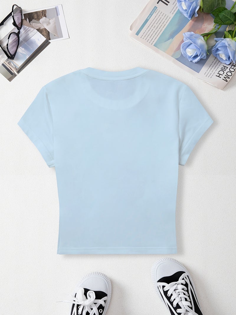 European And American Fashion One - Piece Creative Design Girly Women'S T - Shirt with Starfish, Coconut, And Shell Patterns + The Text \ - Blue / XXS - Image 2